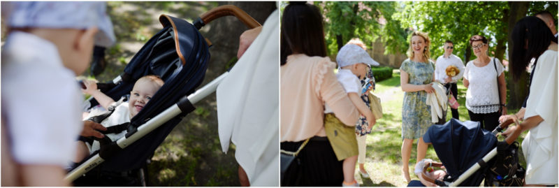 chrzest Wrocław fotografia chrzest Wrocłąw mała dziewczynka siedi na trwaie w parku