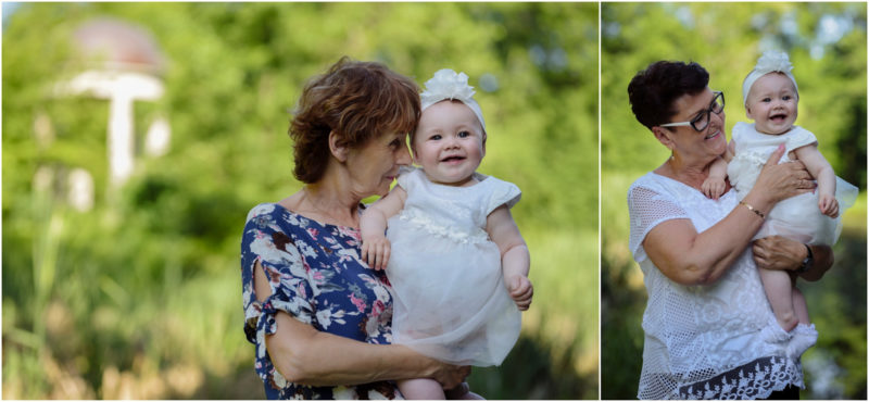 chrzest Wrocław fotografia chrzest Wrocłąw mała dziewczynka siedi na trwaie w parku